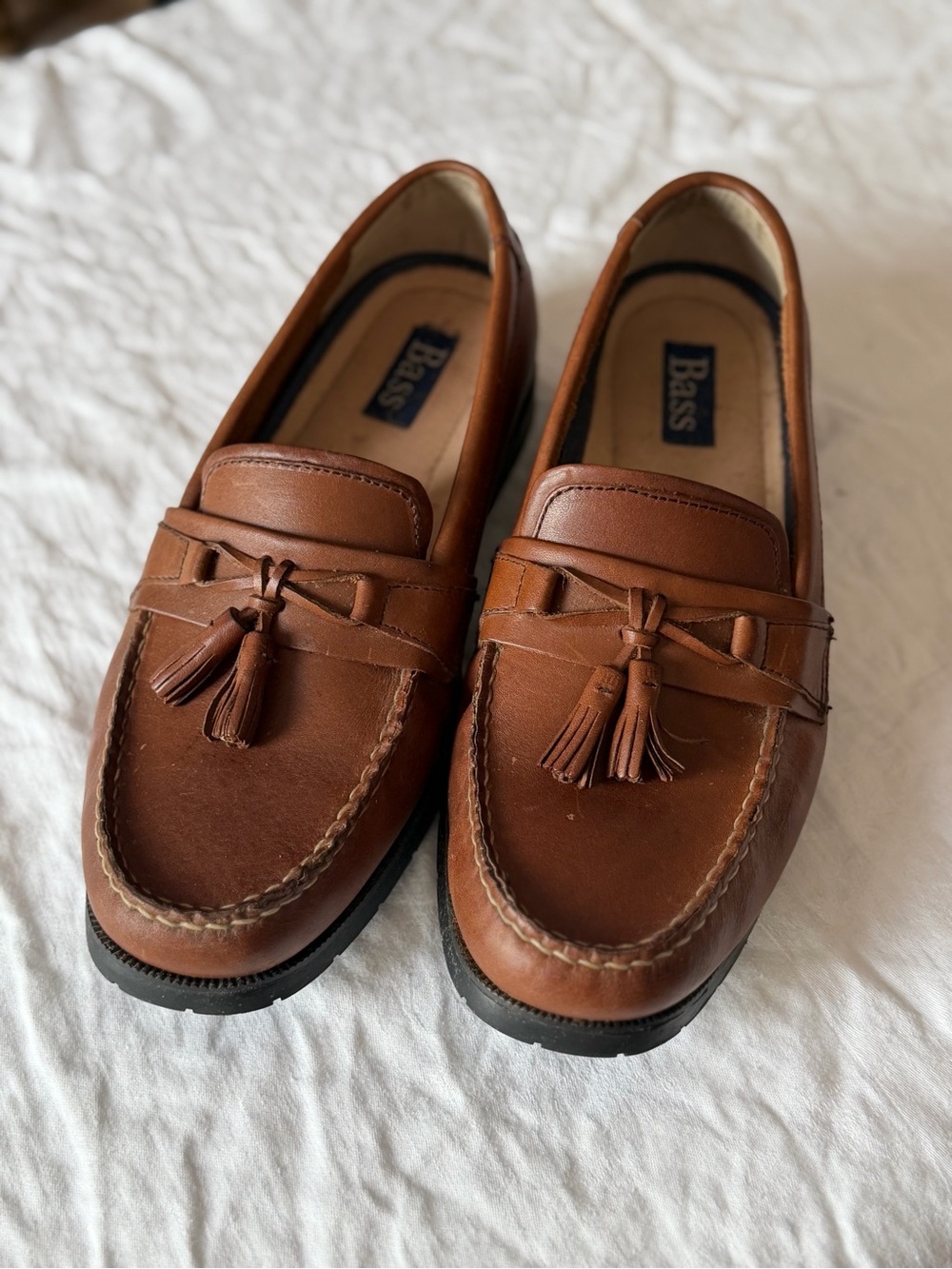 Men’s GH Bass Loafers Classic Tassel Design Brown Leather Size 9.5